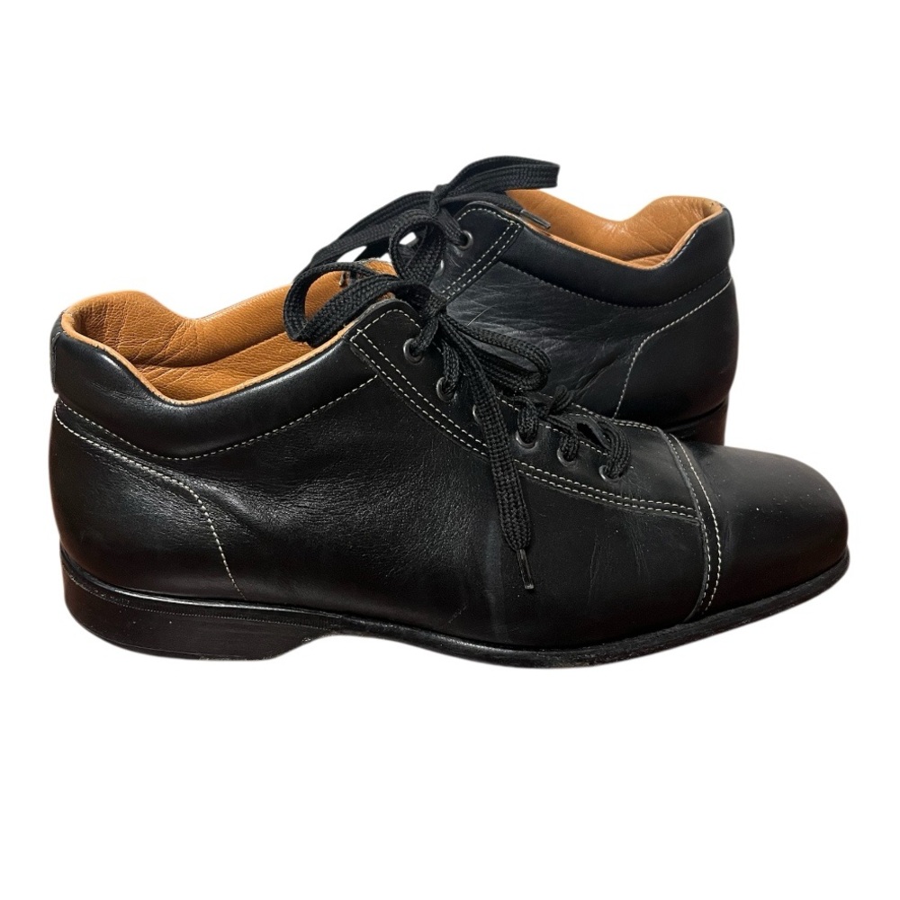 ARTIOLI Black Leather Shoes Star Lace Up Oxford Contrast Stitching Mens Size 7.5